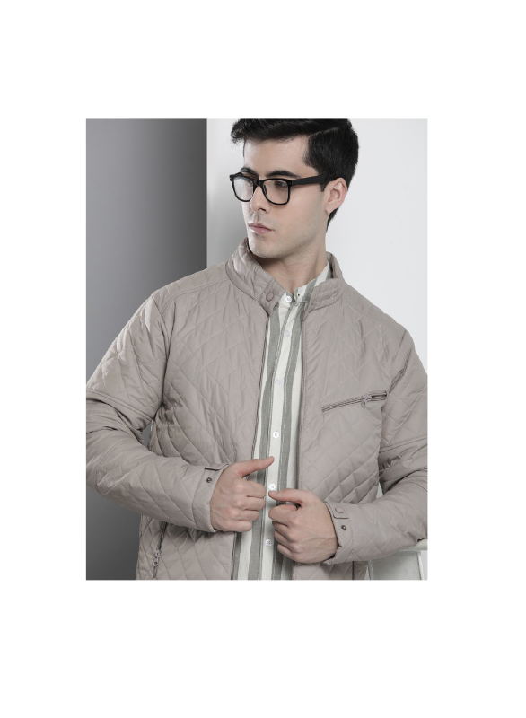 Men Grey Quilted Jacket