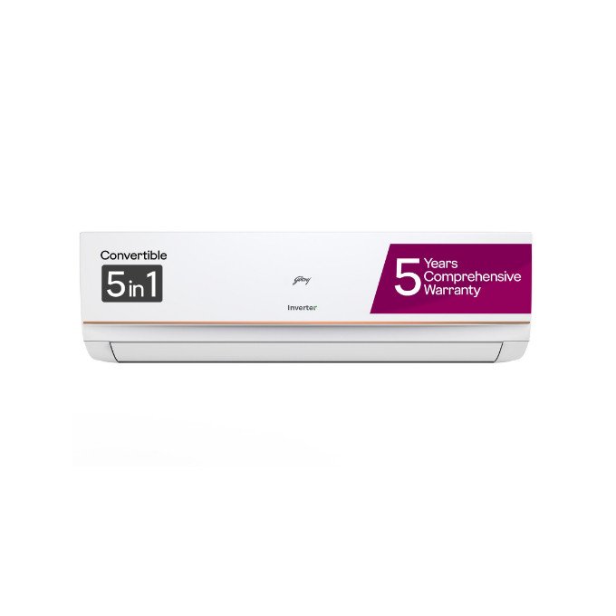 Godrej 5-in-1 Convertible Cooling Split Inverter i-sense Technology with Blue Fin Anti Corrosive Coating AC - White