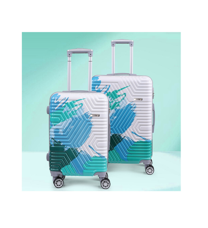 JACY LONDON Hard Body Set of 2 Luggage 8 Wheels - Hard Sided PC 8 Wheel Spinners, with Telescopic Steel Trolley and Number Lock - Blue