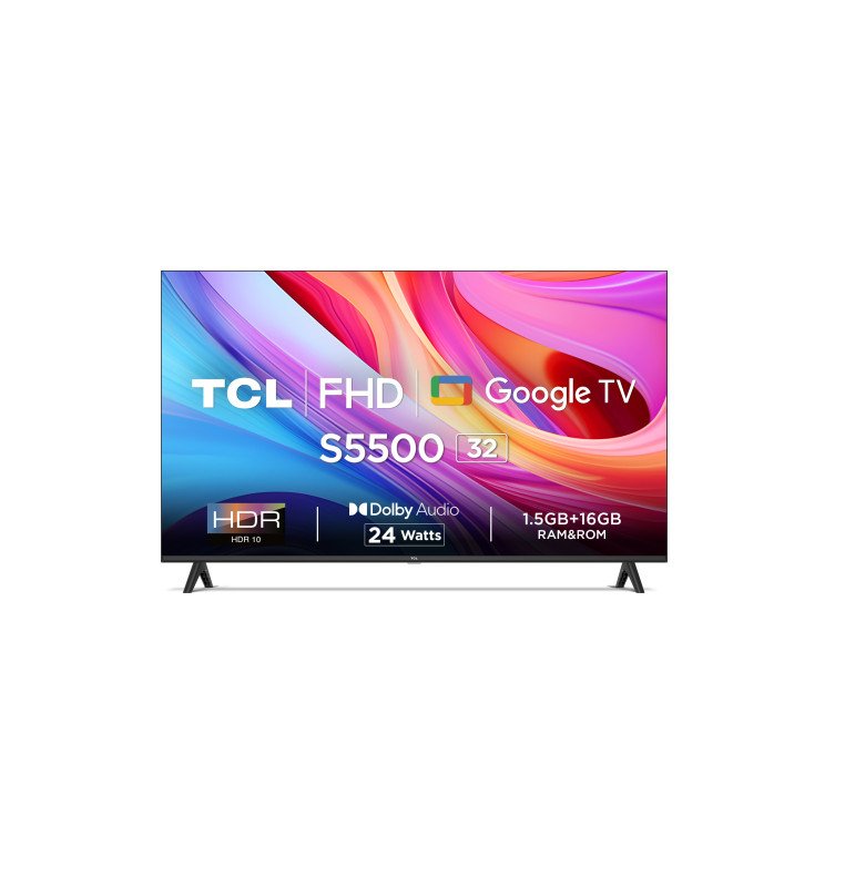TCL S5500 79.97 cm (32 inch) Full HD LED Smart Google TV 2024 Edition with 1.5 GB RAM + 16 GB ROM  (32S5500)