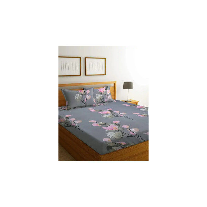 Glace Cotton Bedsheet For Double Bed With 2 Pillow Covers