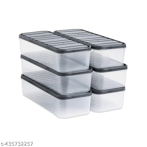 Fridge Storage Box (Set of 6) | Air Tight Containers for Food | Kitchen Organizer | Fruits | Vegetables | Meat | Fish | Fresh Longer | Refrigerator