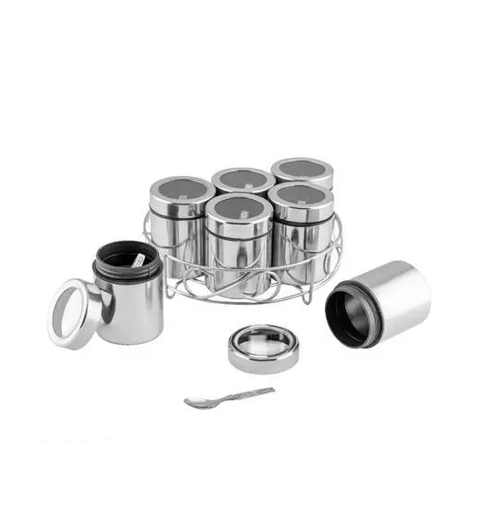 Jivan Stainless Steel See Through Masala Dabba Set of 7