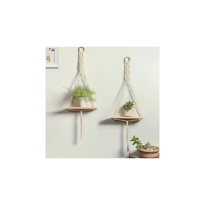 Macrame Wall Hanging Decor Shelves | Wall Shelf Shelves Natural Pine |Bookcase Display Storage Rack Multi Functional for Entryway Living Room,Bedroom Home,Office,Kitchen,Beige(38D x 9W x 35H )