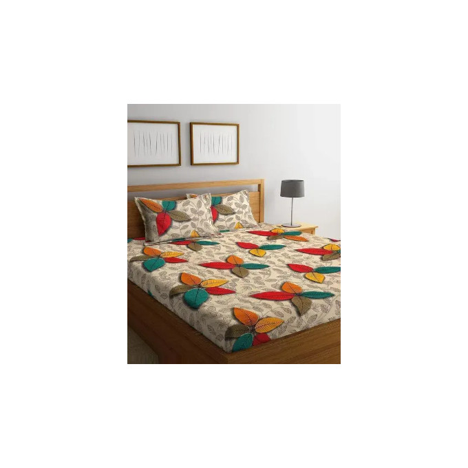 GLACE COTTON DOUBLE BED BEDSHEET PACK OF 1 WITH 2 PILLOW COVERS
