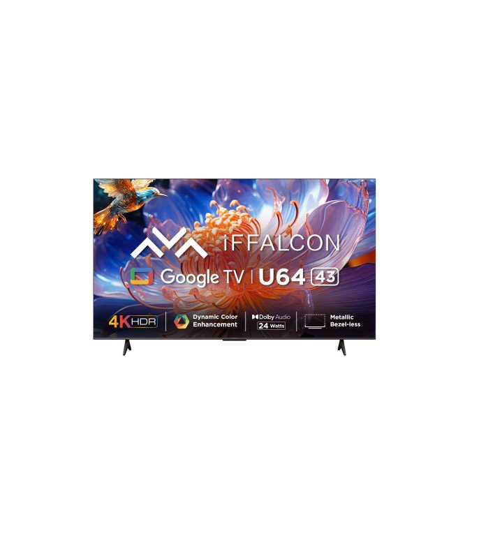iFFALCON by TCL U64 108 cm (43 inch) Ultra HD (4K) LED Smart Google TV with 24W Dolby Audio, HDR10  (iFF43U64)