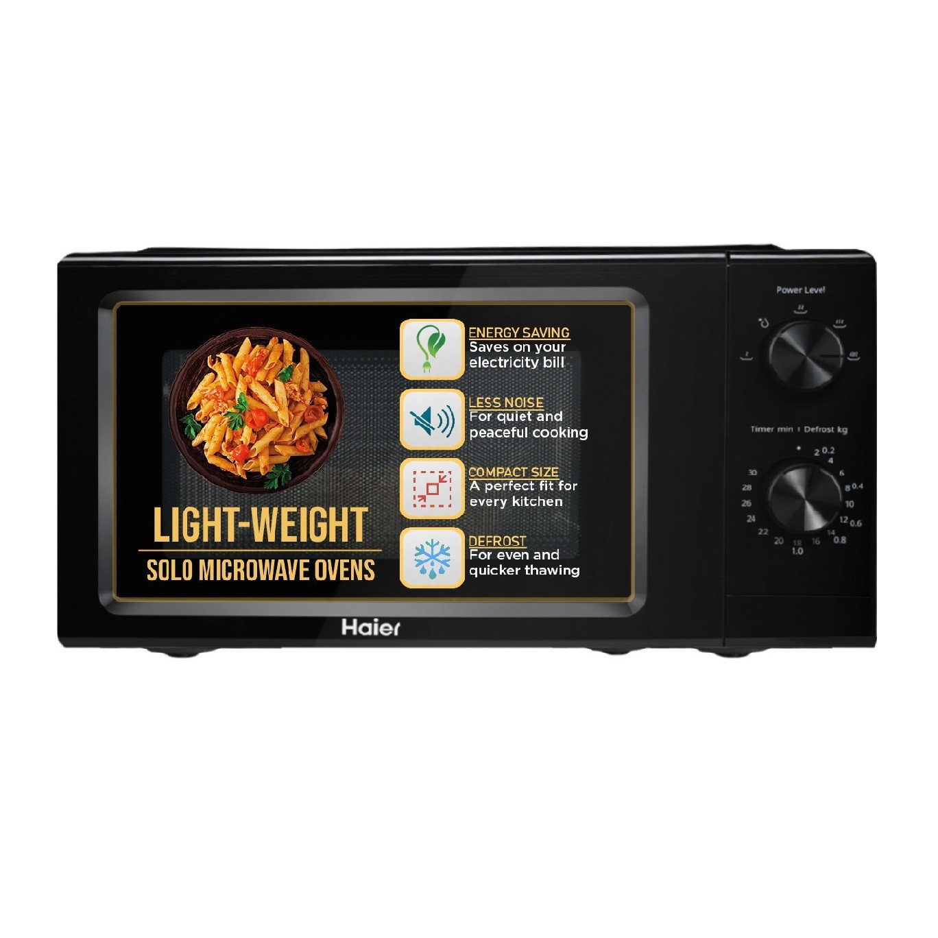 Haier 19 L Inverter Technology, Defrost, 5 Power Levels Solo Microwave Oven  (HIL1901MBPB, Black)