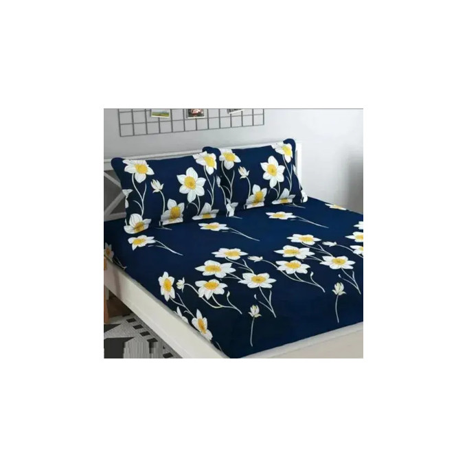 Glace-Cotton Bedsheet For Double Bed With 2 Pillow Covers