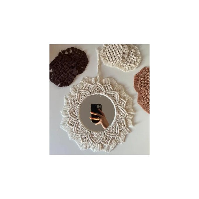 YOULIKE MACRAME MANDALA WALL MIRROR,HOME DECOR MIRROR, BOHO DECORATION,STYLISH DECOR
